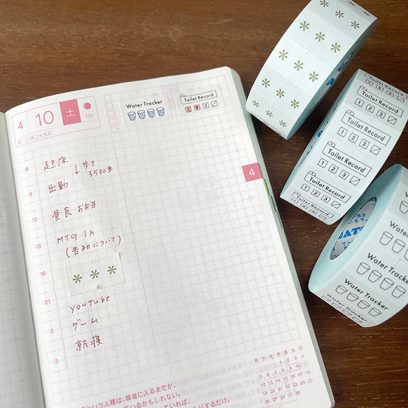 手帳のラベラーシール トイレ 黒 テープ ラベルシール ロールシール マステ マスキングテープ スケジュール帳 6枚目の画像