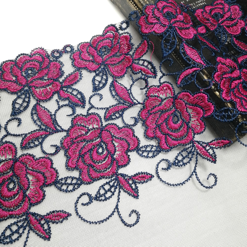 2m 薔薇 花柄 刺繍 チュールレース ハンドメイド 生地 手芸 素材