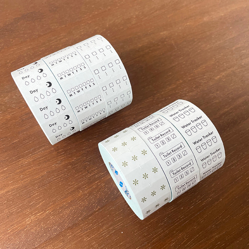 手帳のラベラーシール 生理 黒 テープ ラベルシール ロールシール