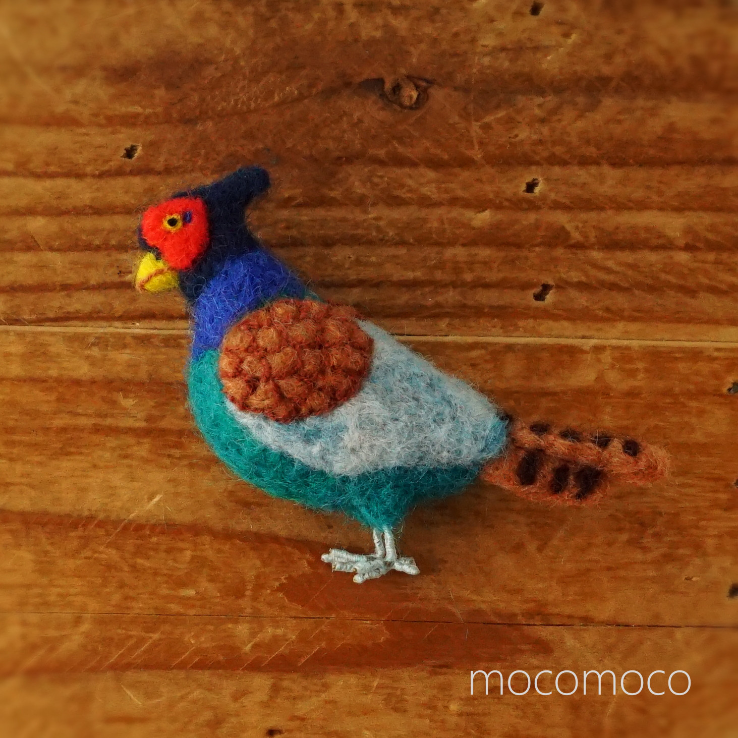 【受注制作作品】フェルティングブローチ・キジ　☆あかころ☆羊毛フェルティング☆