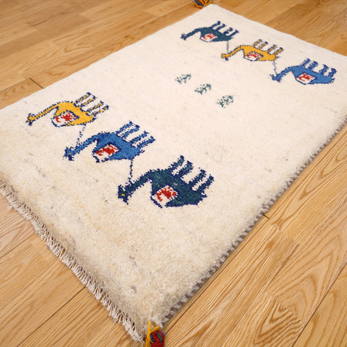 ペルシャ ギャッベ 玄関マット 88x62cm ラクダ ベージュ RJ12531G