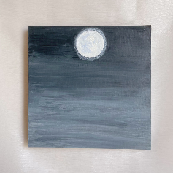 【満月の夜】アクリル画 F3 風景画 絵画 painting #風景画 #アクリル絵の具 #アクリル画