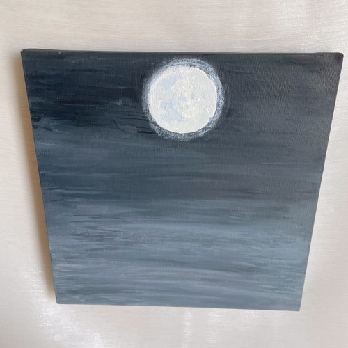 【満月の夜】アクリル画 F3 風景画 絵画 絵画 アクリル画 原画 光のほとり 妖精 ファンタジー 花 月夜