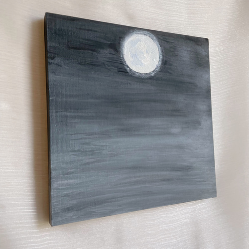 優しい夜✴︎絵画 アクリル画 月 空 夜中 満月 キャンバス画
