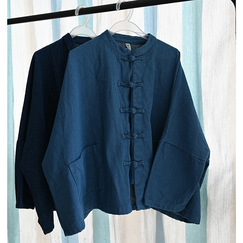 デニムジャケット　民族風デニムジャケット　ゆとりジャケット　2色　フリーサイズ　L449