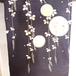アンティーク 名古屋帯 正絹 草花柄 刺繍 着物 kimono AO-0404
