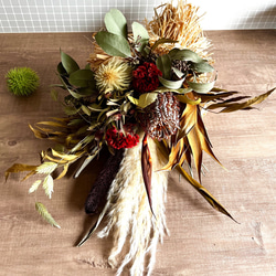 秋色●ワラビとススキのドライフラワーリース◎20センチ 秋色○ワラビとススキのドライフラワーリース◎20センチ リース