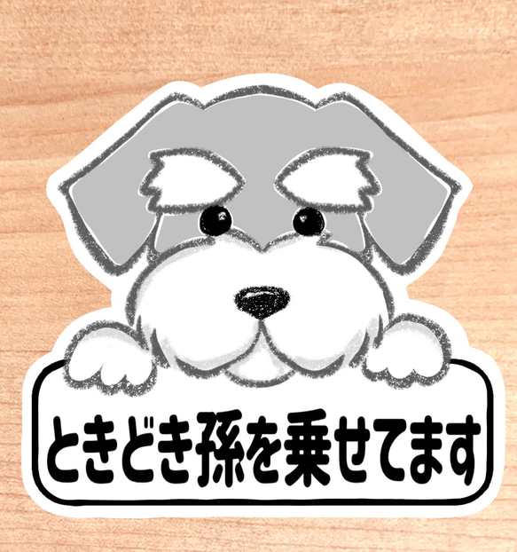 ときどき孫を乗せてます【シュナウザー.ボード】マグネットタイプ