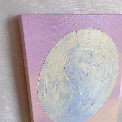 優しい月✴︎絵画 アクリル画 テクスチャー アート 月 空 淡い 儚い