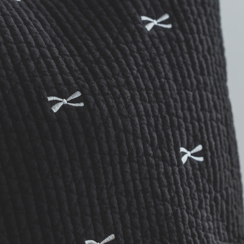 名入れができる！大流行のヌビバッグ/ブラック×白リボン 韓国直輸入