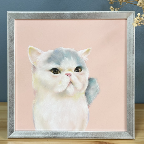 チョークアート「うちの子」そっくりボード シルバー額縁付きうちの子似顔絵】チョークアートでペット、動物
