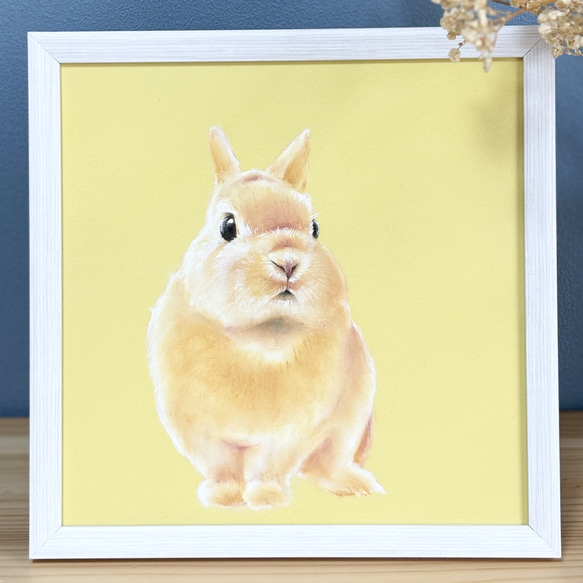 白色額縁付きうちの子似顔絵】チョークアートでペット、動物の