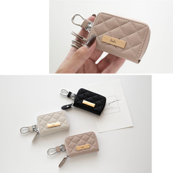 スマートキーケース シングル 【 キルティング simple ネームプレート 名入れ 】 HE46U 12枚目の画像