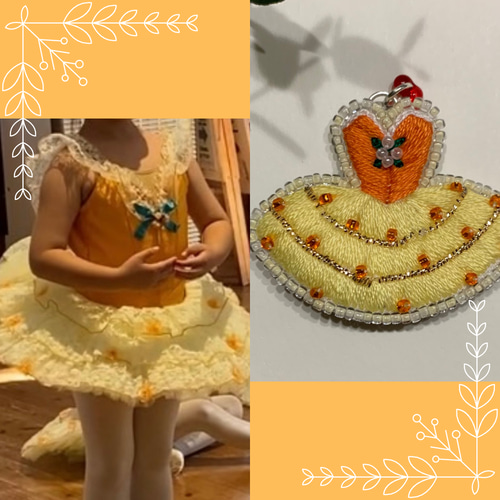 オーダーメイド バレエ衣装 チュチュ 刺繍ビーズブローチ/キーチャーム