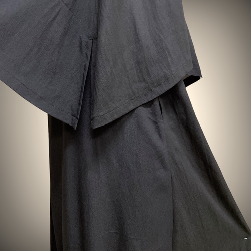 着物帯パンツ【黒】ハンドメイド ワイドパンツ 和柄 着物リメイク 赤×黒＊銘仙ワイドパンツ＋ストール＊裏地付き＊着物リメイク