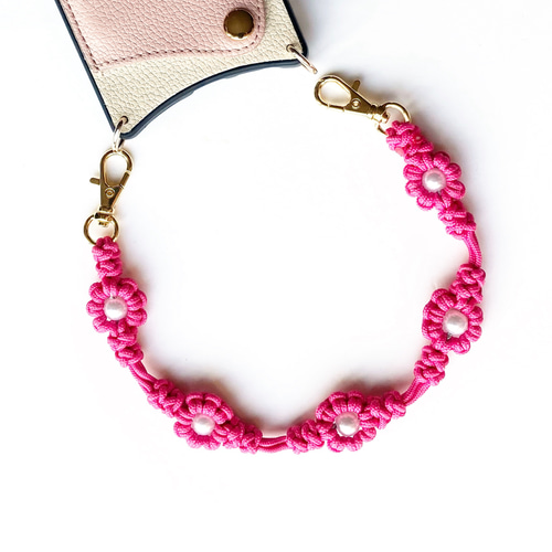 ❀花❀パラコード ハンドストラップ 全5色 スマホ・バック・ポーチなど