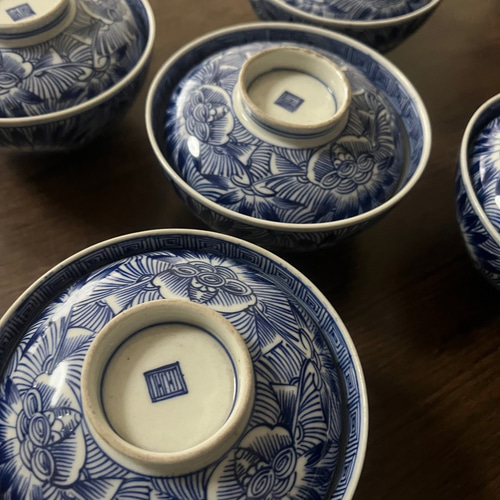 伊万里染付蓋物碗 5客セット お椀・ボウル・鉢 antique art nozomi