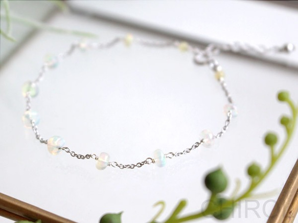 SV925 エチオピアンオパール 縦向き オーバル ブレスレット 7×5