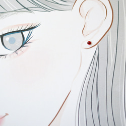 【希少石アンデシンのシンプルな一粒スタッドピアス】赤/4mm/天然石/サージカルステンレス/つけっぱなしok 11枚目の画像