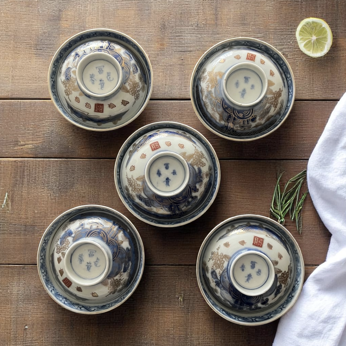 平戸冨貴長春蓋物碗５客