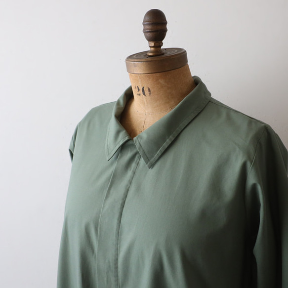 ⁑ラスト３　秋ＳＡＬＥ　サッと羽織る　コート ロング ワンピース大きな丸ポケット後ろスリット入グリーンT09B 13枚目の画像