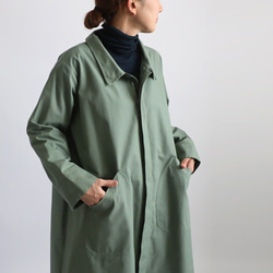 ⁑ラスト３　秋ＳＡＬＥ　サッと羽織る　コート ロング ワンピース大きな丸ポケット後ろスリット入グリーンT09B 9枚目の画像