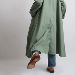 ⁑ラスト３　秋ＳＡＬＥ　サッと羽織る　コート ロング ワンピース大きな丸ポケット後ろスリット入グリーンT09B 7枚目の画像