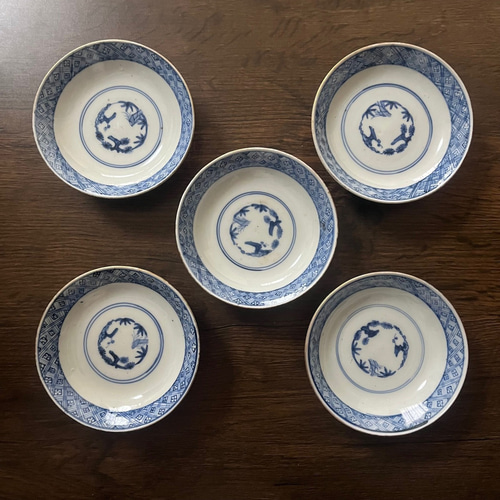 上手 伊万里赤絵冨貴長春蓋物碗 5客揃 江戸幕末期 茶碗・めし碗