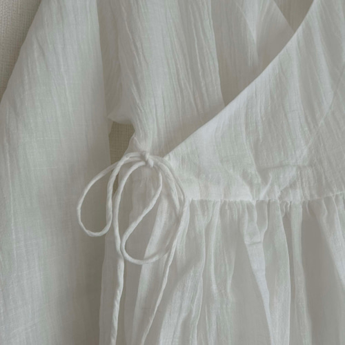 カシュクールブラウス 綿麻素材 ラバリジャケット 藍染シリーズ サクヤ