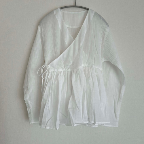 カシュクールブラウス 綿麻素材 ラバリジャケット 藍染シリーズ