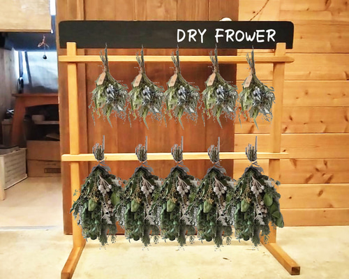 黒板看板付スワッグハンギングラック 5フック×2段 オークcol. 棚