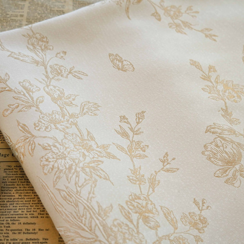 上品 レリーフベージュ花柄 ジャカード織りの生地 ☆生地幅約150cm×長