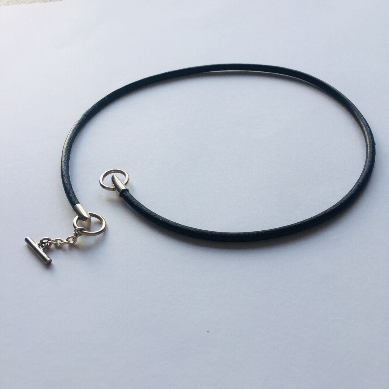 シルバー・本革・馬具銜・ビット・チョーカー・ユニセックス・レザーネックレス