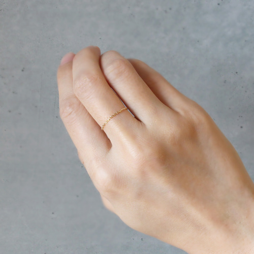 再販！×5】冬のおしゃれに♡華奢 K18 極細 リング✨普段使い 重ね付け