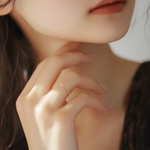 再販！×11】冬のおしゃれに♡華奢 K18 極細 リング✨普段使い 重ね付け