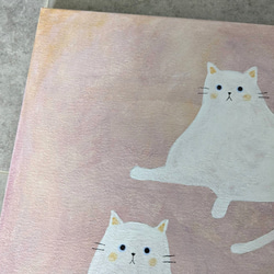 キャンバスアート　原画　「２匹の白い猫」 6枚目の画像