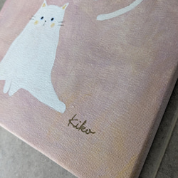 キャンバスアート　原画　「２匹の白い猫」 5枚目の画像