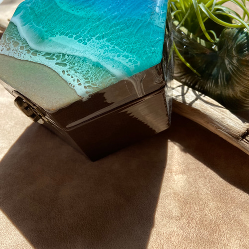 六角形 小物入れ 海レジン 波アート 海アート その他ケース ma.le-hand