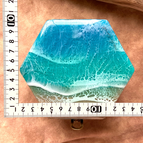 六角形 ケース 小物入れ 海アート 海レジン 波アート その他雑貨 ma.le