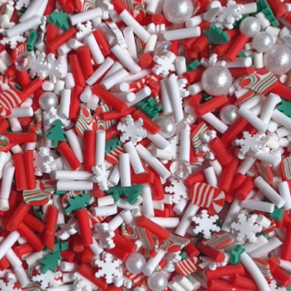 クリスマスカラー　樹脂フレーク　スノーフレーク　ステッキ　クリスマスツリー　デコパーツ　封入パーツ　レジン　ハンドメイド 2枚目の画像