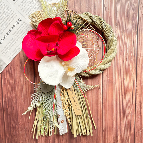 24.しめ縄リース しめ縄リース お正月飾り 造花No.24