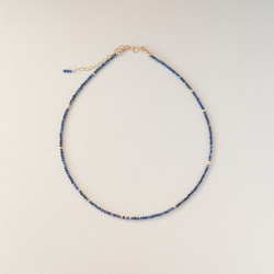 幸運の石【14kgf製ネックレス】細い 極小2㎜ ラピスラズリ 9月/12月