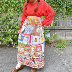 70s vintage パッチワーク スカート ヒッピー 古着 アップリケ 70s 70年代 vintage ギンガムチェック パッチワーク スカート