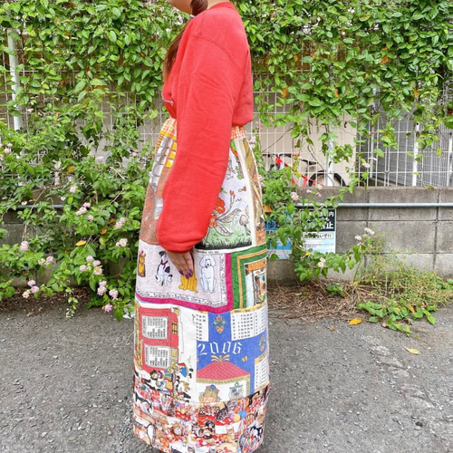 古着　ヴィンテージ　vintage スカート　ゴブランスカート　リメイク　個性派 古着 ヴィンテージ vintage スカート パッチワーク ファブリック