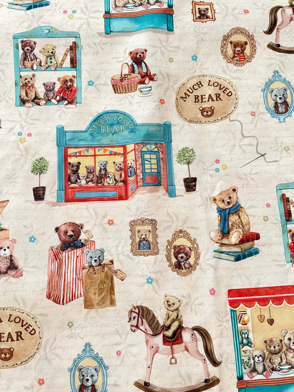 USAコットン⚘⠜＊マイケル ミラー☆テディベア柄 約50x110cm