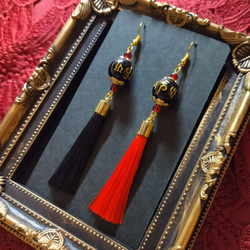 梵字の和風ゴシックピアス（イヤリング）【和ゴス】【アジアン】【和風