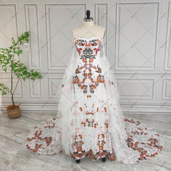 ウェディングドレス　花柄 クラシカル 高品質 花柄 ウェディングドレス 森ガールワンピース 794