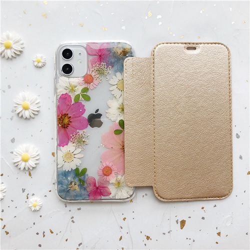 iPhone17Pro/17/17ProMax/GalaxyS25 コスモスケース 押し花