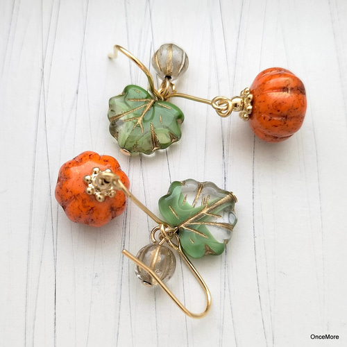 ハロウィンに！かぼちゃのピアスⅡ－A ピアス（フック・チェーン