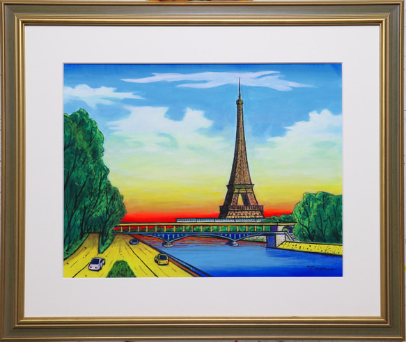 ☆「エッフェル塔、セレナーデ」絵画 額縁付きアクリル板☆